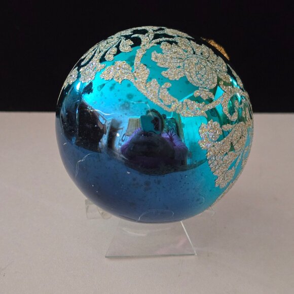 Vintage BRONNERS Ornament Blue, Glitter, Mercury Glass, made in Hungary - Picture 3 of 5